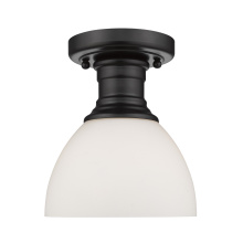 Golden 3118-SF BLK-OP - Yep by Golden Lighting Hines 1-light Semi-Flush Mount in Matte Black and Opal Glass